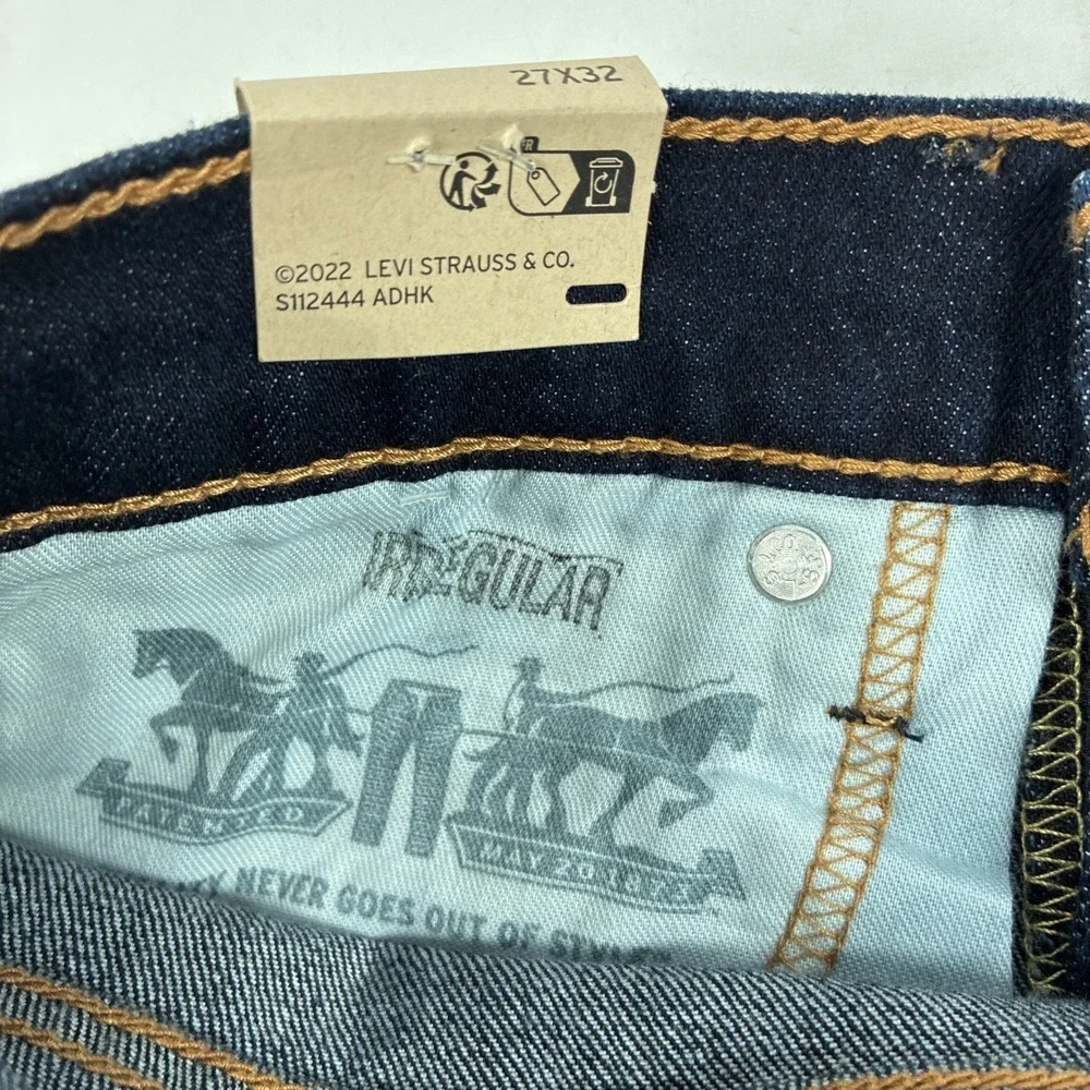 New Mens Levi's 502 Taper Dark Wash Jeans‎ Size 27x32 NWT Irregular